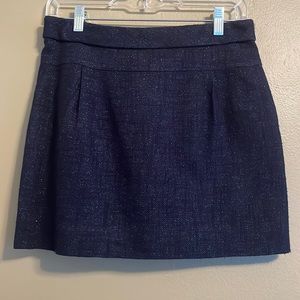 J. Crew Navy Blue Tweed Mica Mini Skirt Cotton Linen Size 0